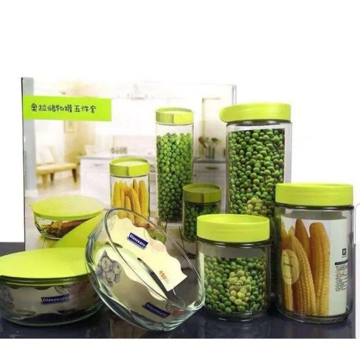 5 Pc Sealed Storage Jar Set
