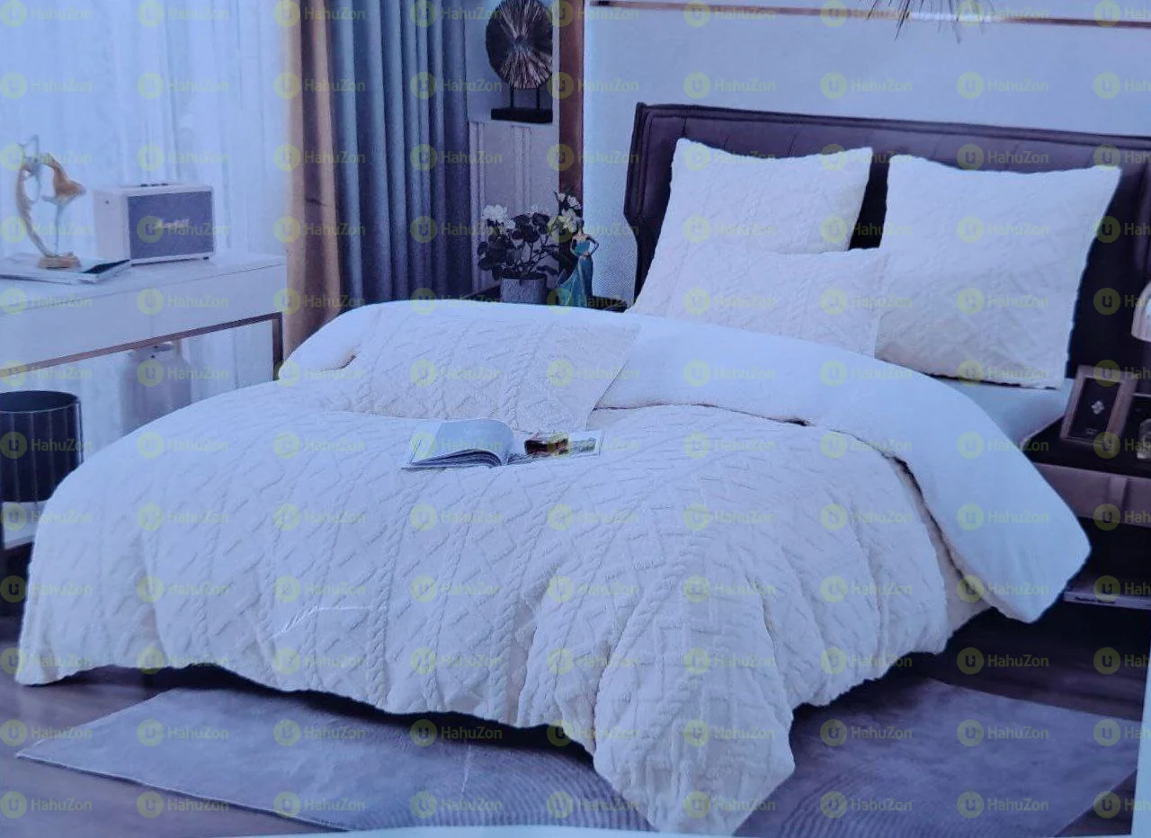 3 Pcs Geometric Fluffy Fleece Comforter Set