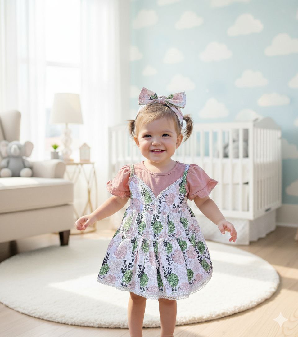 Baby Girl Floral Dress With Headband