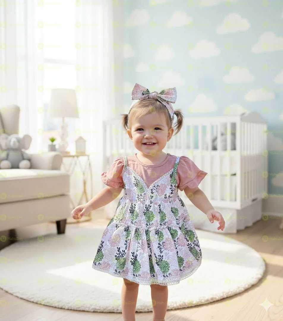 Baby Girl Floral Dress With Headband