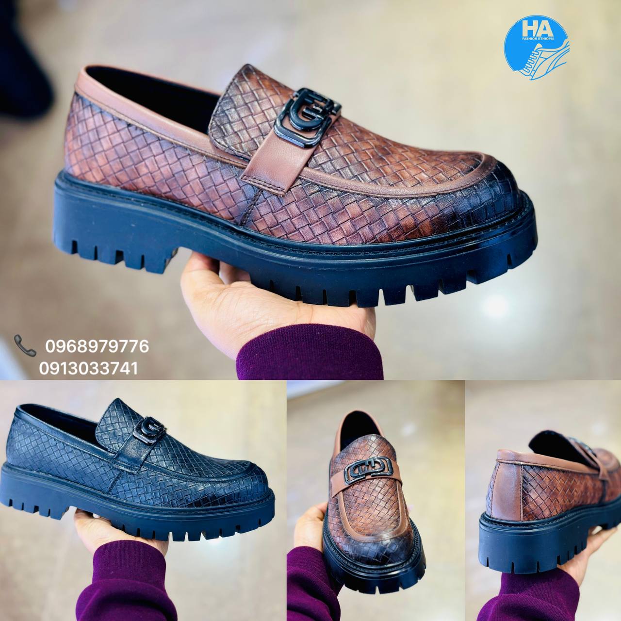 Checkered Loafers Men's Shoes