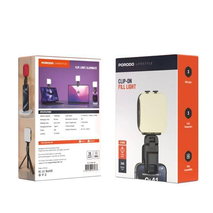 Porodo Lifestyle Clip-On Fill Light
