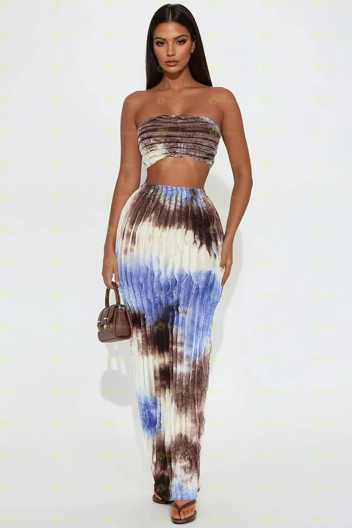 Notch Neck Tie Dye Dress