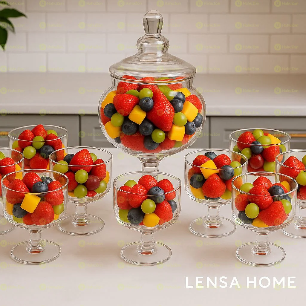 9Pcs Dessert Set Premium Glass