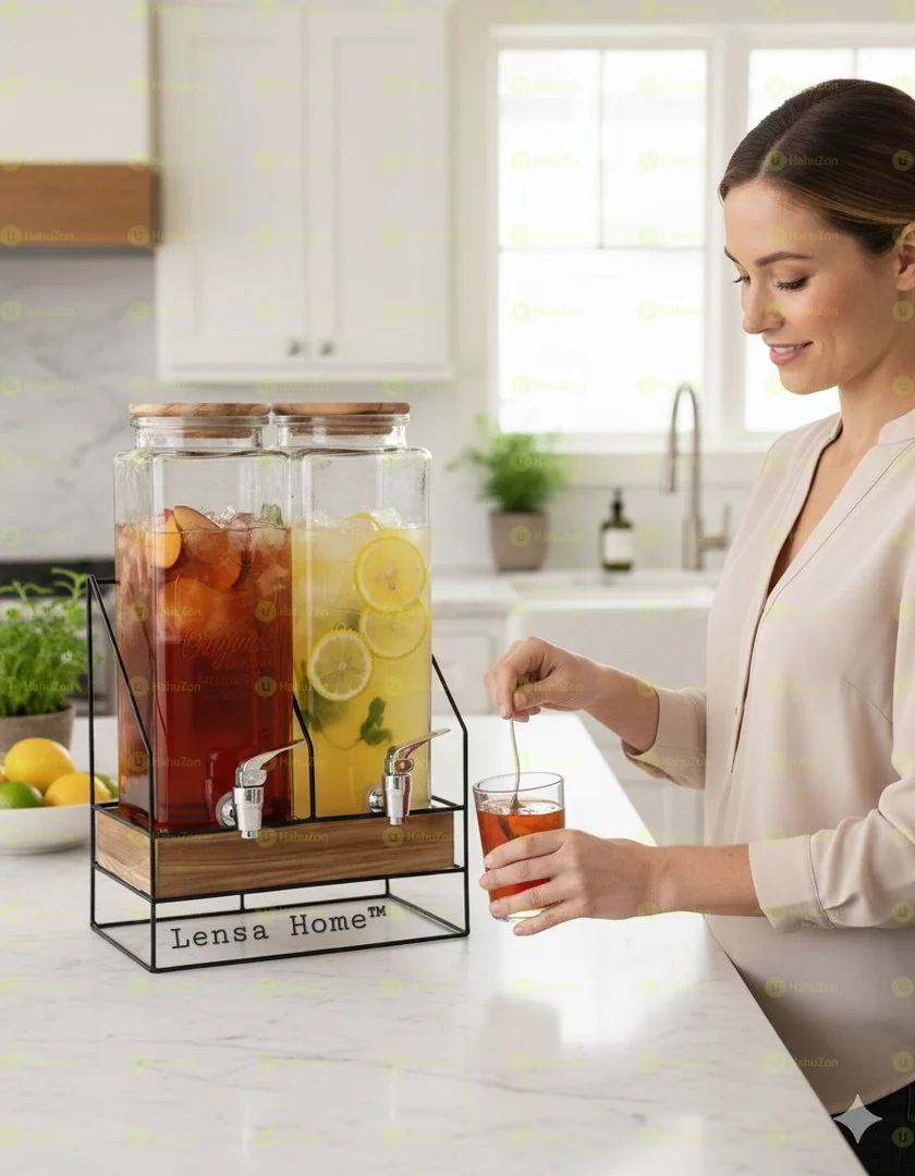 Dual Jar Glass Juice Dispenser