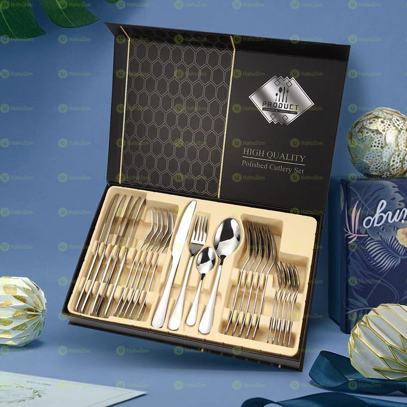 24pc Stainless Steel Cuterly Set With Spoon And Knife Holder