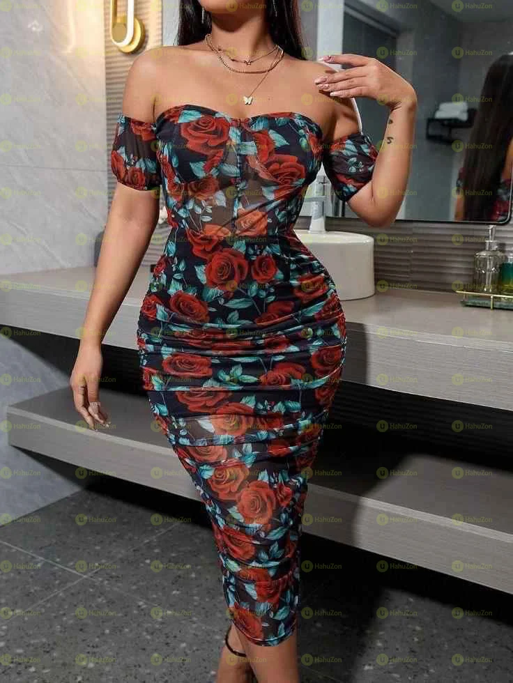 Cut Out One Shoulder Ruched Bodycon Dress