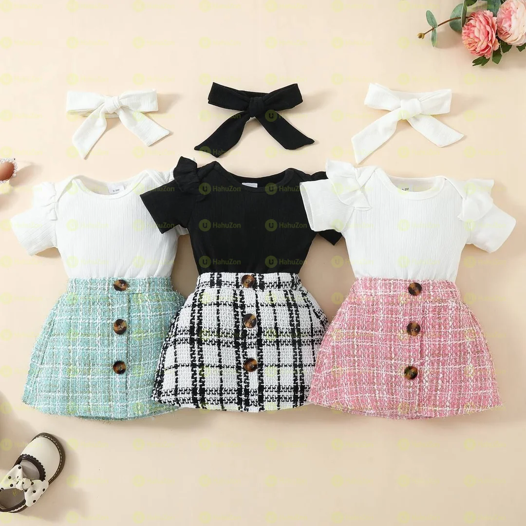 Babygirl Short Sleeve Top Skirt and Headband Set