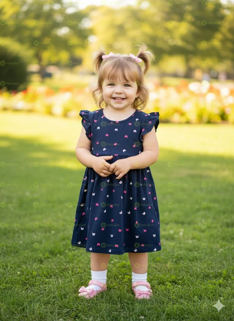 Toddler Girls Butterfly Printed Cute Dress