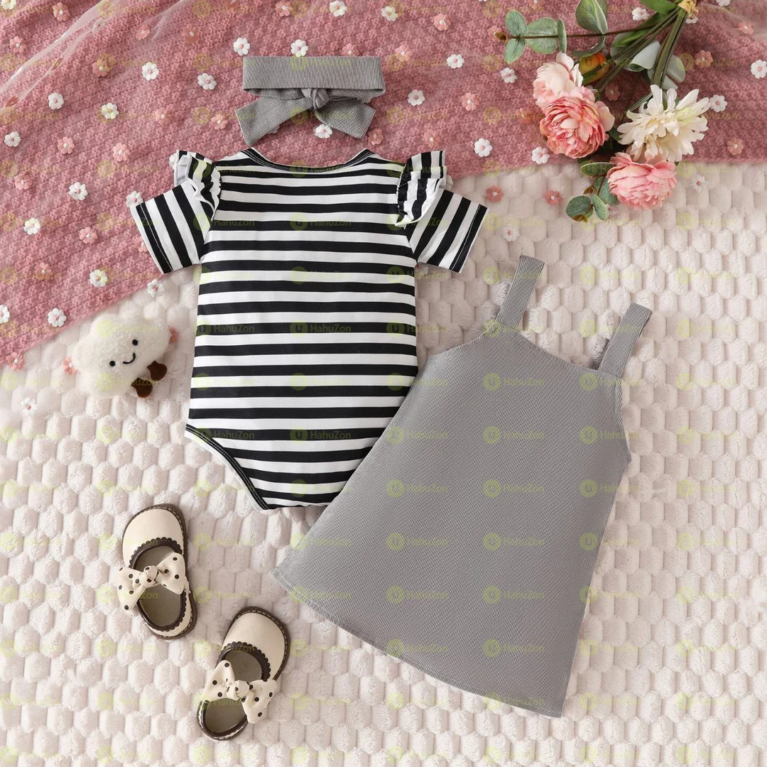 Babygirl Three Piece set Dress, Tshirt and Headband Set