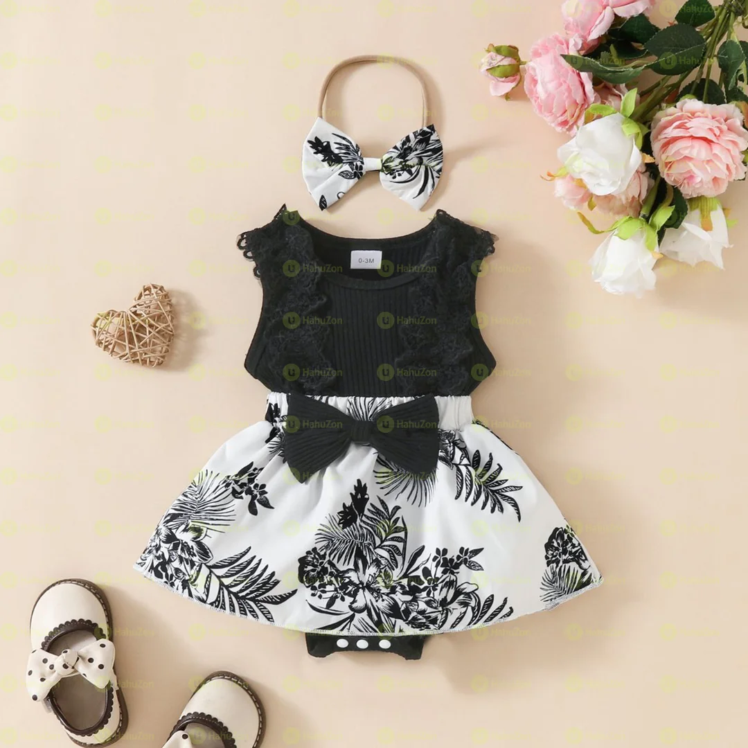 Babygirl Two Piece Set Floral Dress and Headband Set