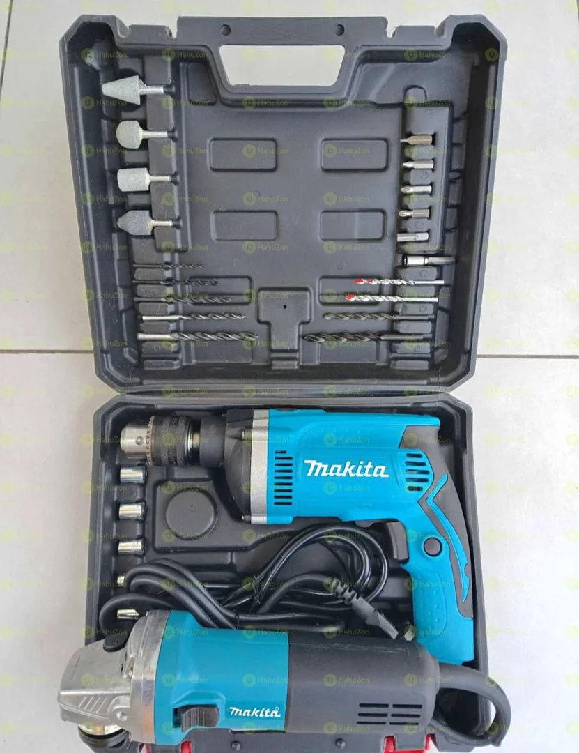 Makita Drill With Accessories & Grinder