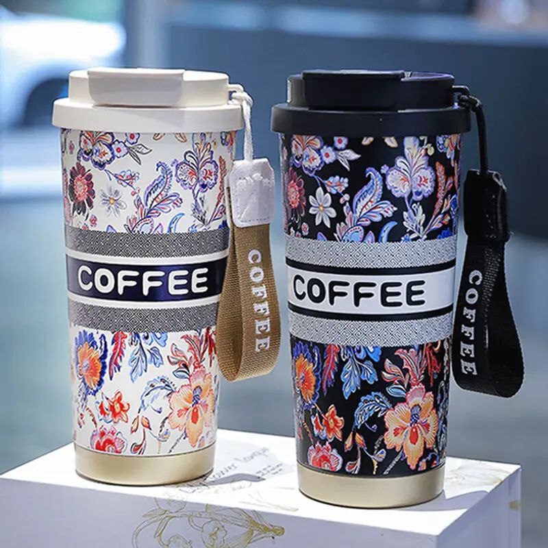 Stainless Still Coffee Mug With Straw