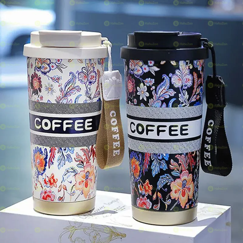 Stainless Still Coffee Mug With Straw