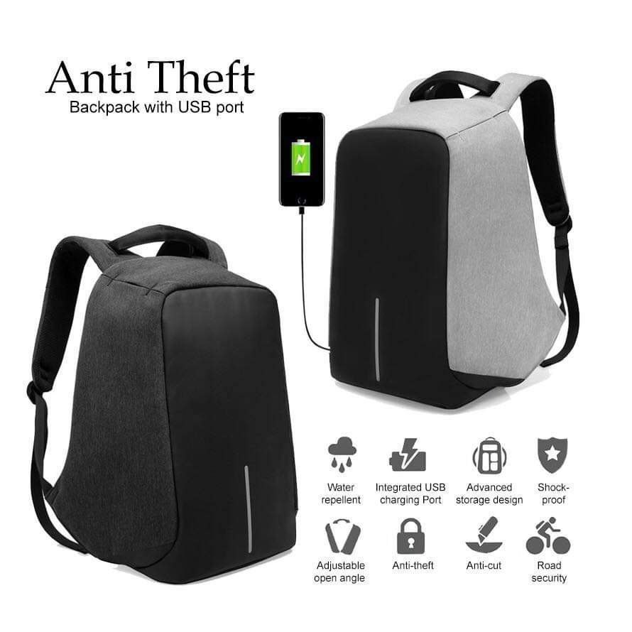 Anti-Theft Backpack with USB Charging Port