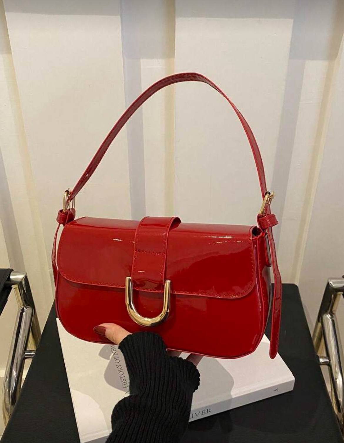 Shoulder Sling Bag With Golden Accent