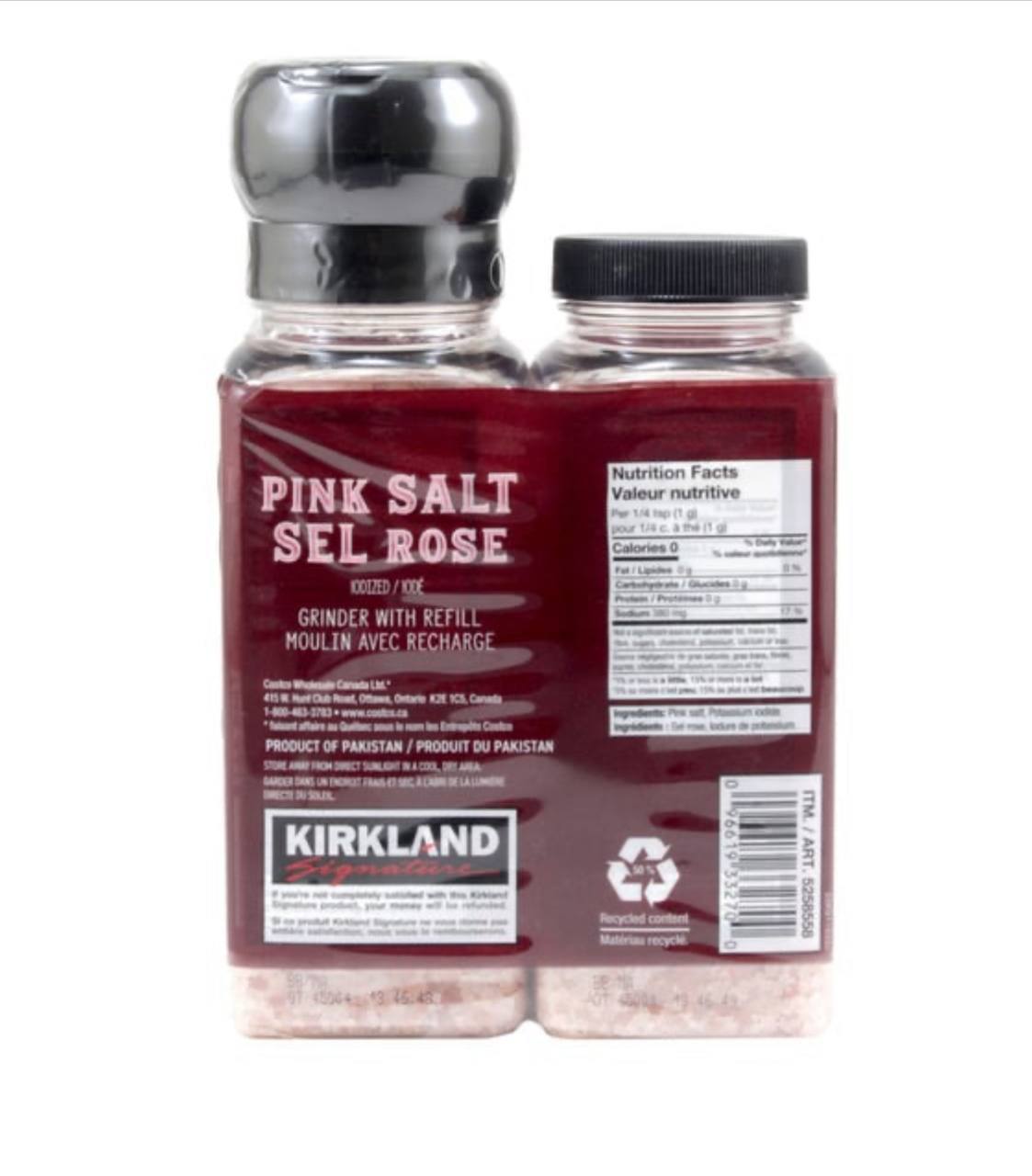 Kirkland Signature Pink Salt With Grinder & Refill