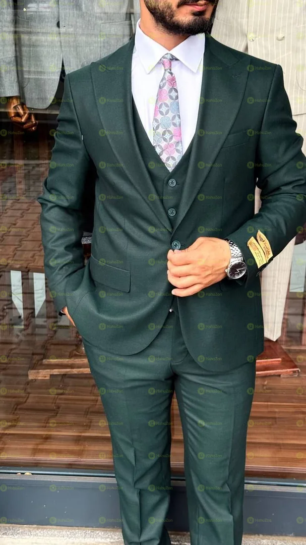 3 Piece Green Men's Suit