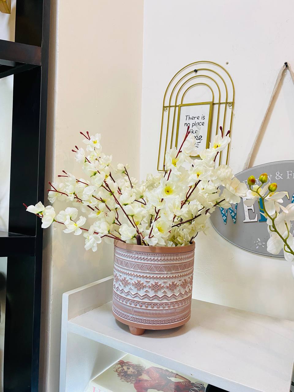 Patterned Pot with Bunch of Flowers