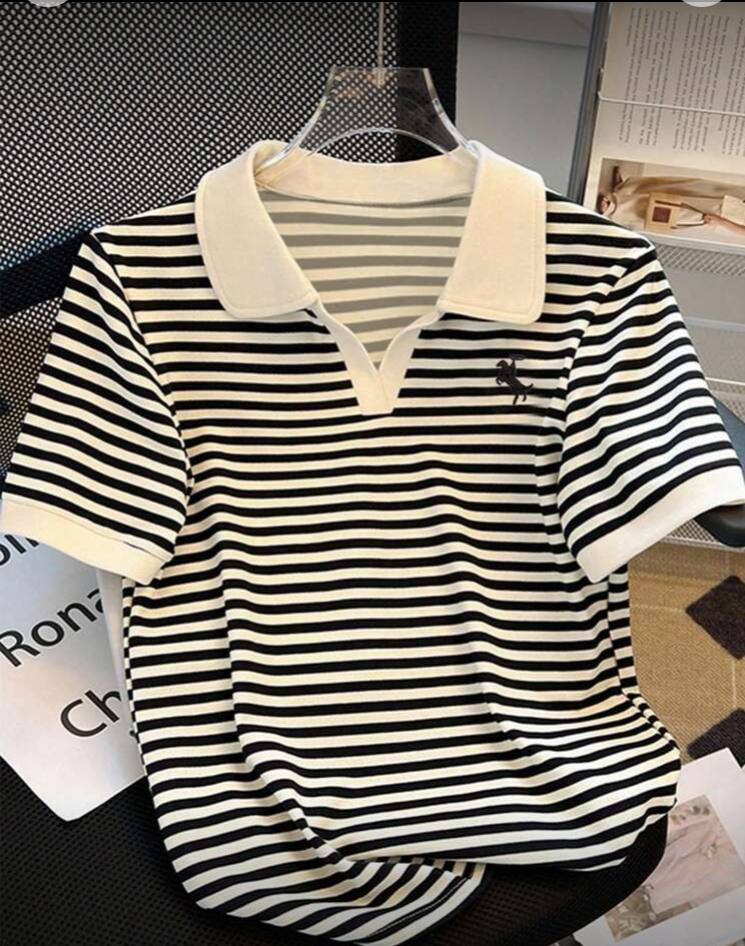 Polo Collar Short Sleeve Women's T-Shirt