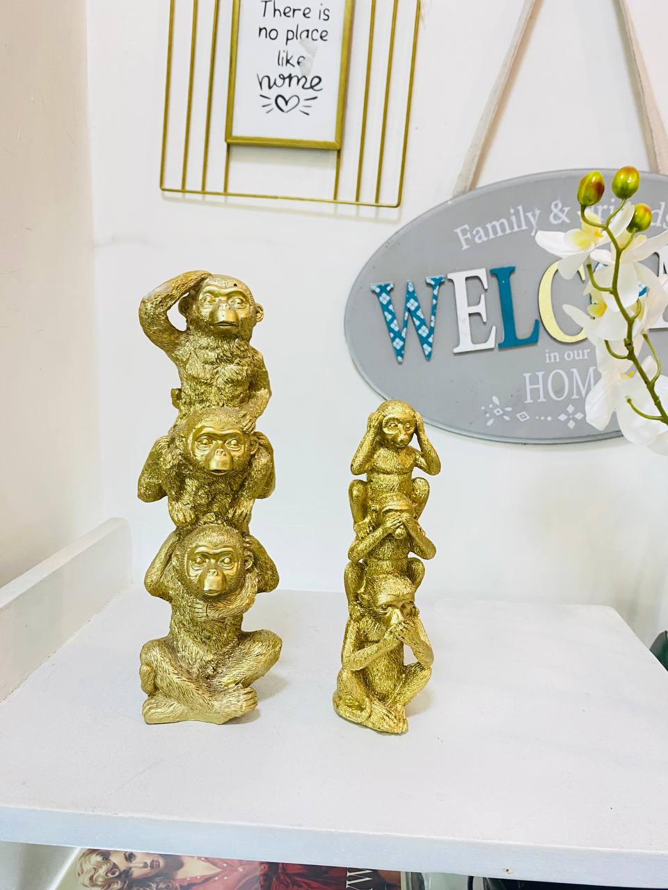 Set of 3 Golden Wise Monkeys Ornaments