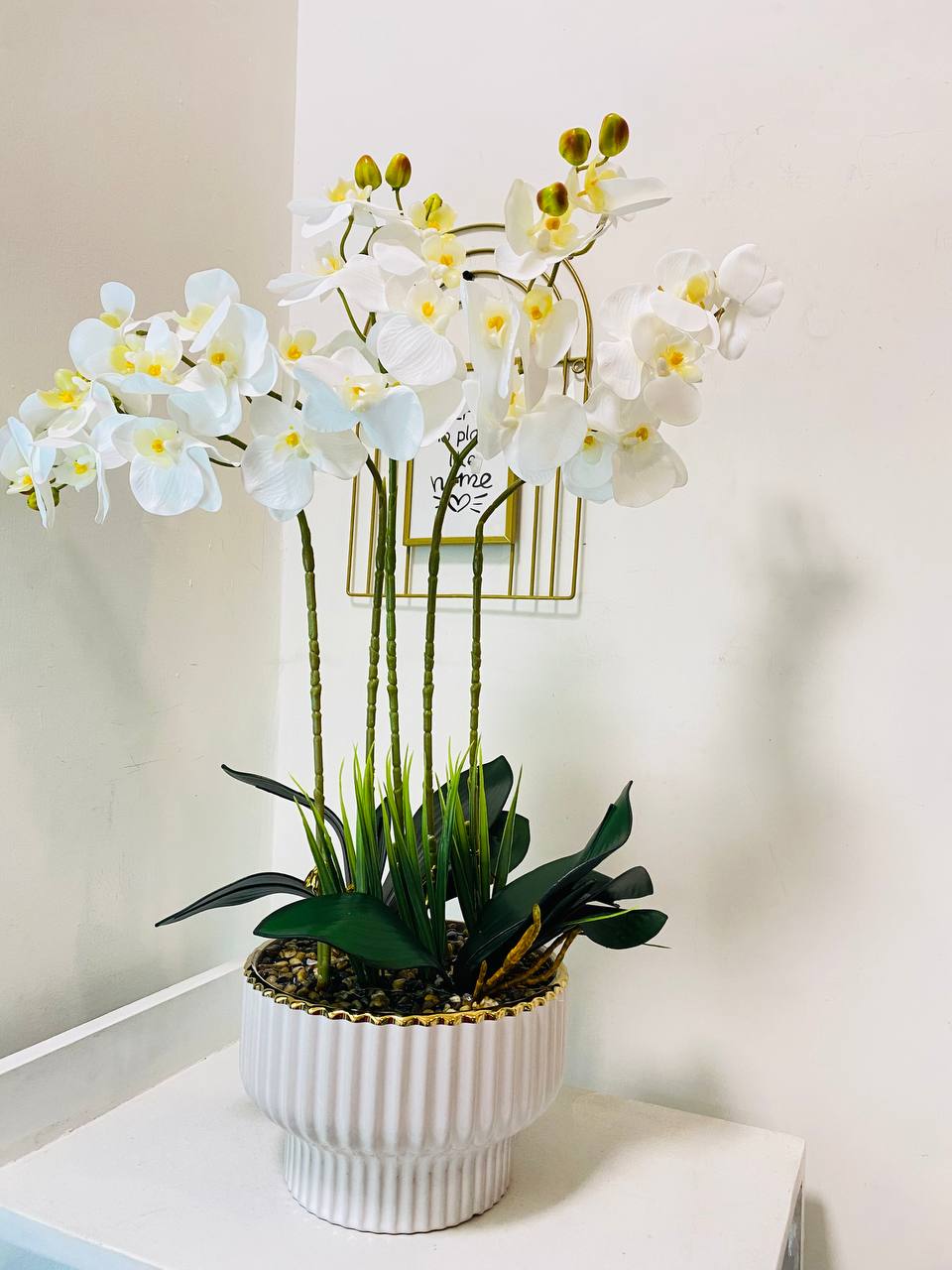 Ceramic White Orchid Vase and Flower