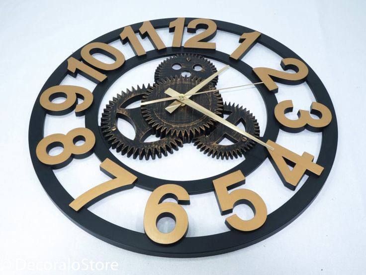 Golden 3D Wall Clock Metal