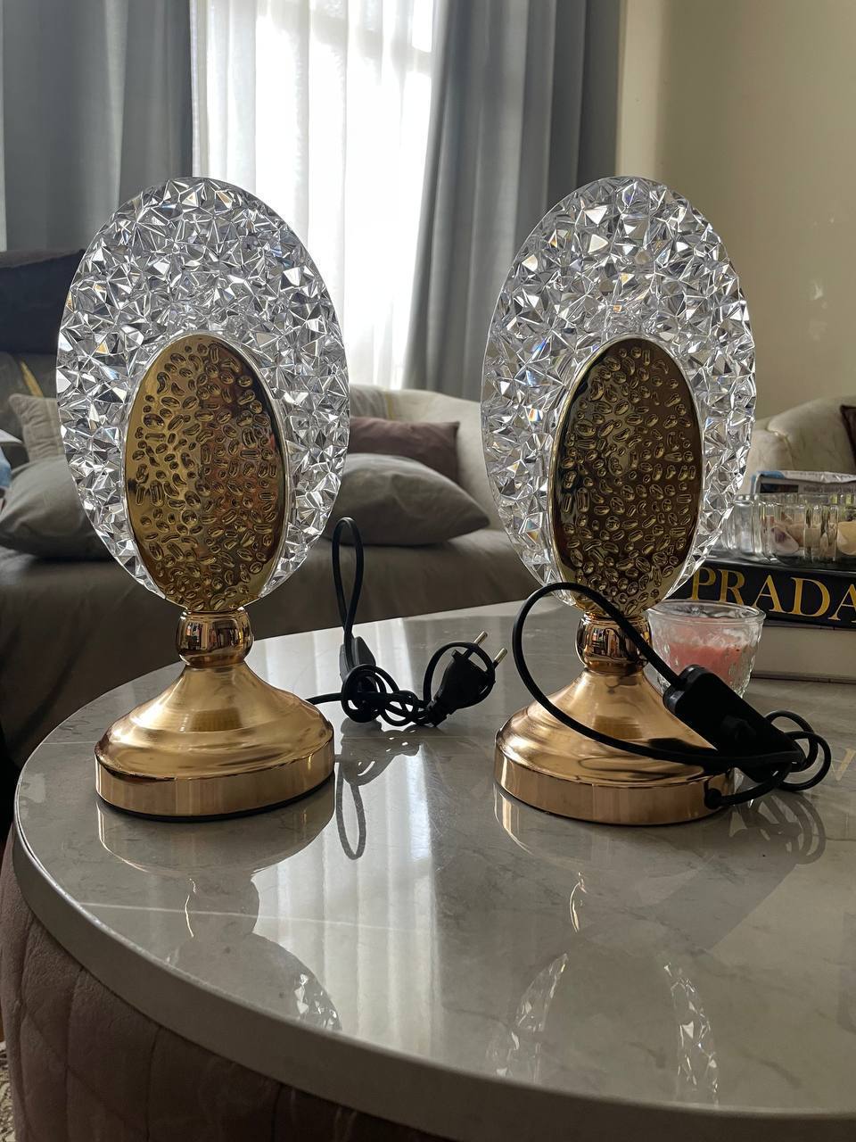 Golden Color Metal Glass Crystal Table Lamp