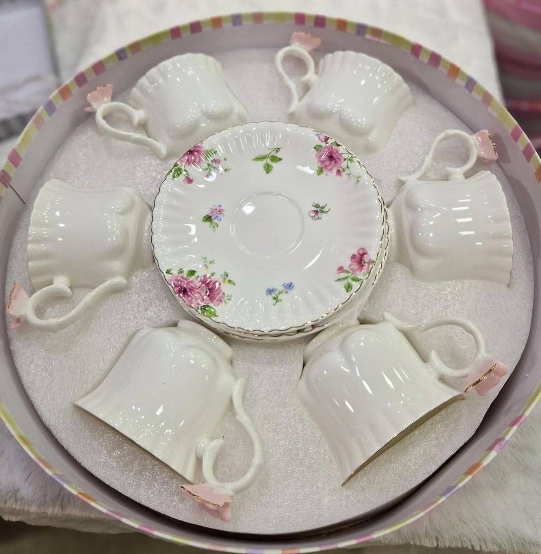 6pcs Ceramic Coffee Cup & Saucer