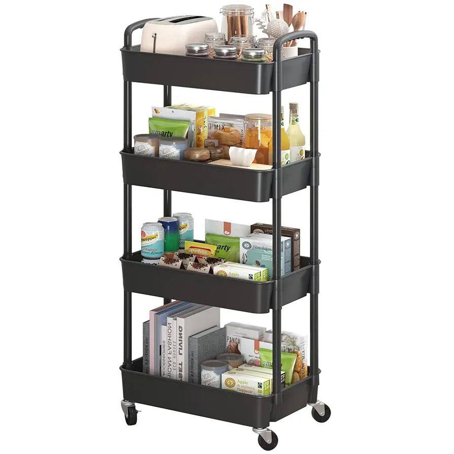 4-Layer Stainless Still Movable Kitchen Storage Rack