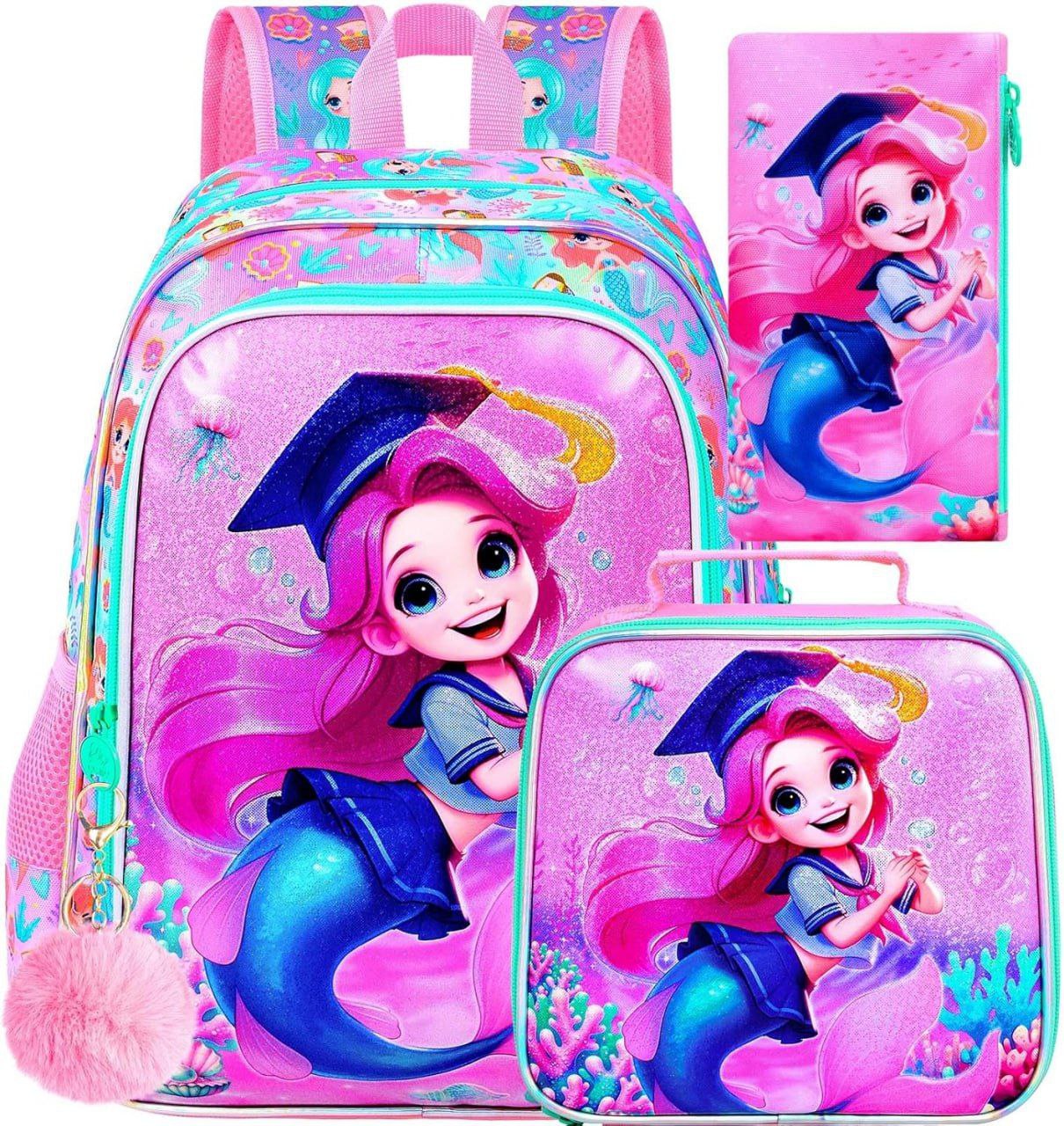 3PCS Mermaid Backpack