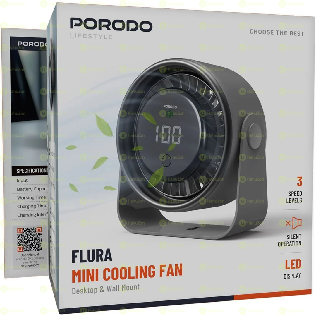Porodo Flura Mini Cooling Fan With Desktop & Wall Mount