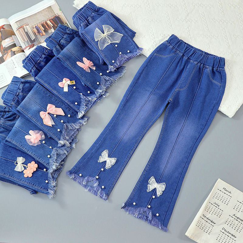 Toddler Girls Floral Denim Jeans