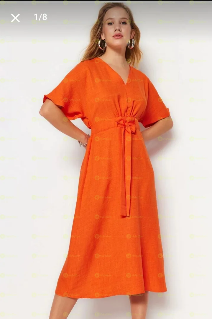 Women's A-Line Midi Dress With Belt
