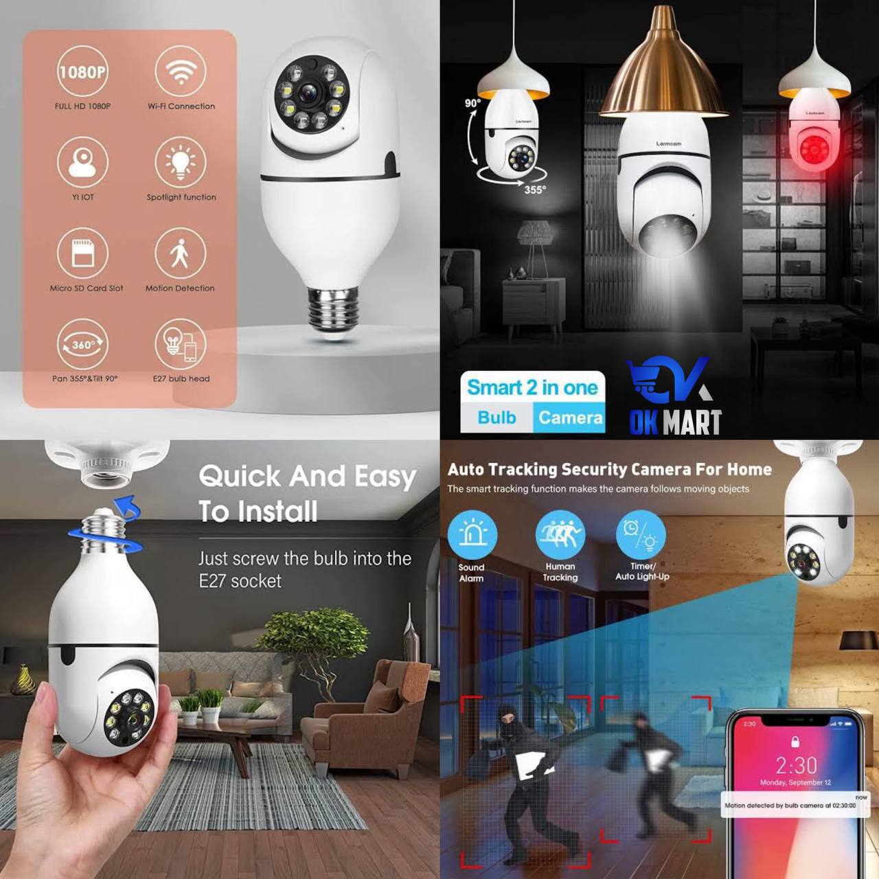 Rotating Bulb Security Camera