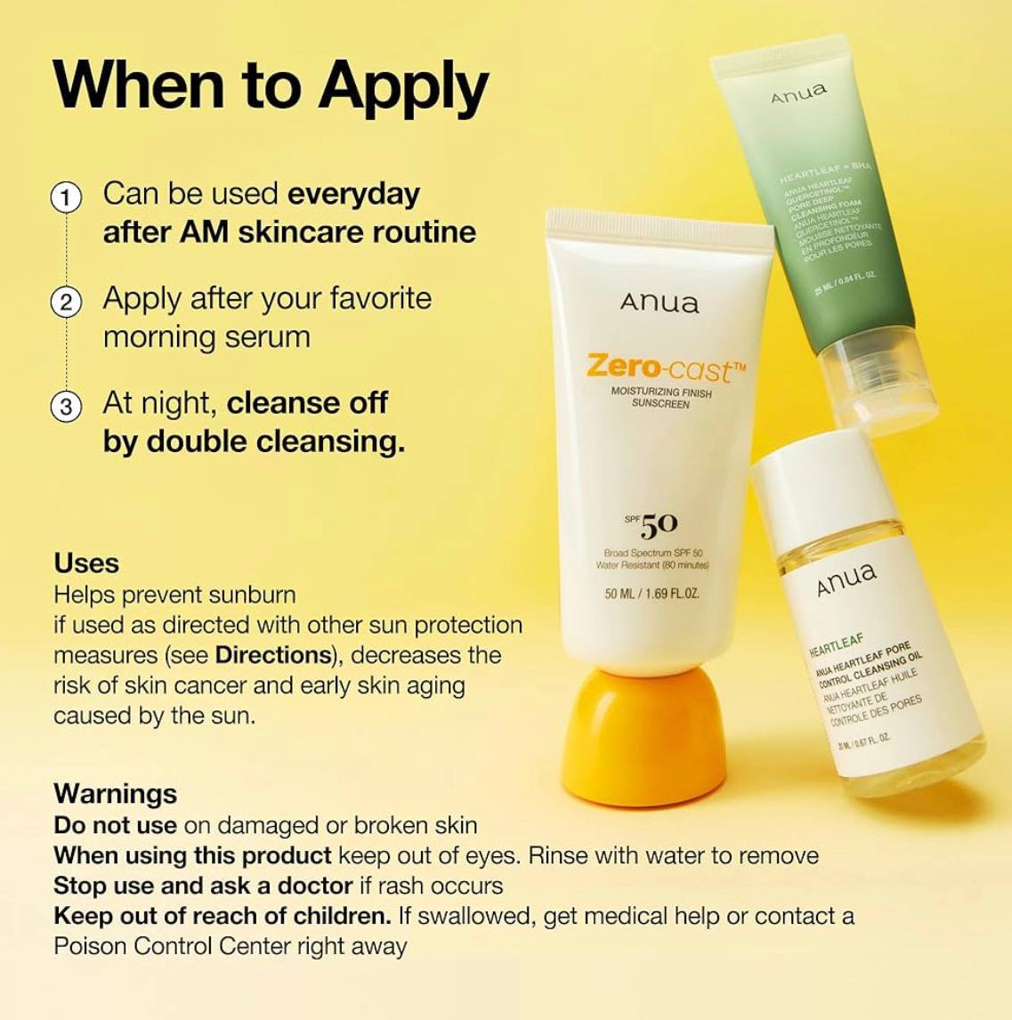 Anua Zero-Cast Moisturizing Finish Sunscreen SPF