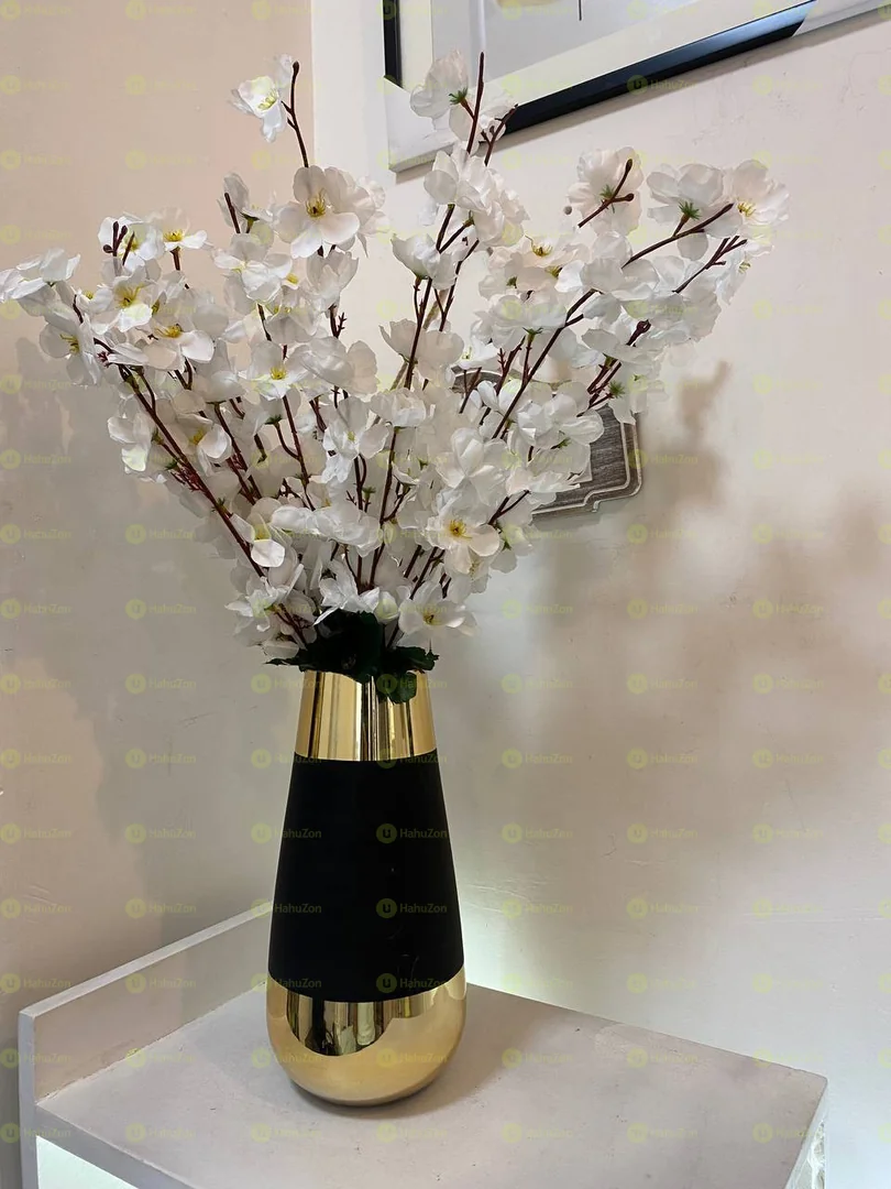 Black and Golden Vase and Flower