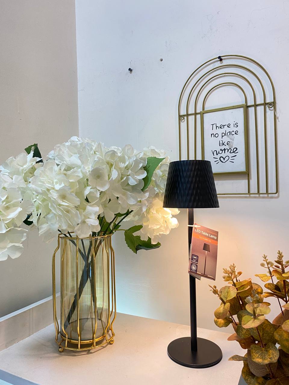 Golden Metal Vase with Flower