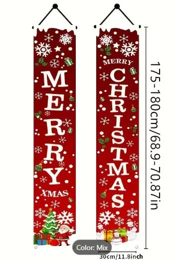 1 Pair Festive Christmas Door Hanging Banner