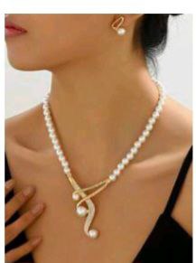 1pc Circular Faux Pearl Necklace & Earrings Sets
