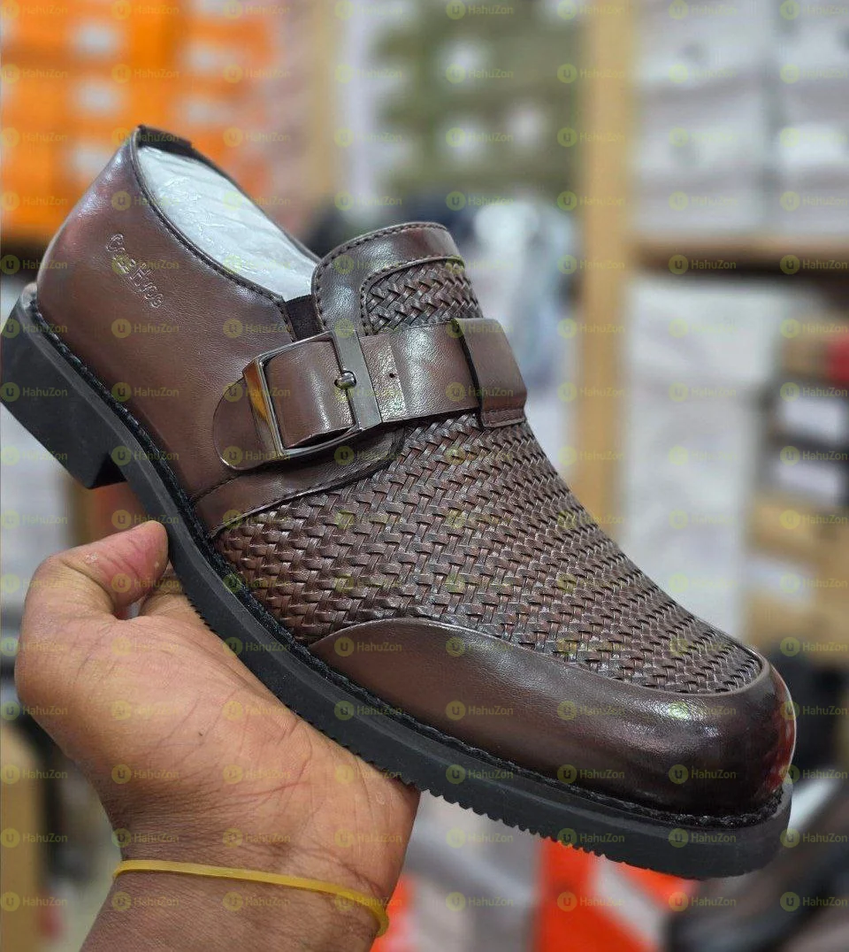 Brown Leather Monk Strap Men's Shoes