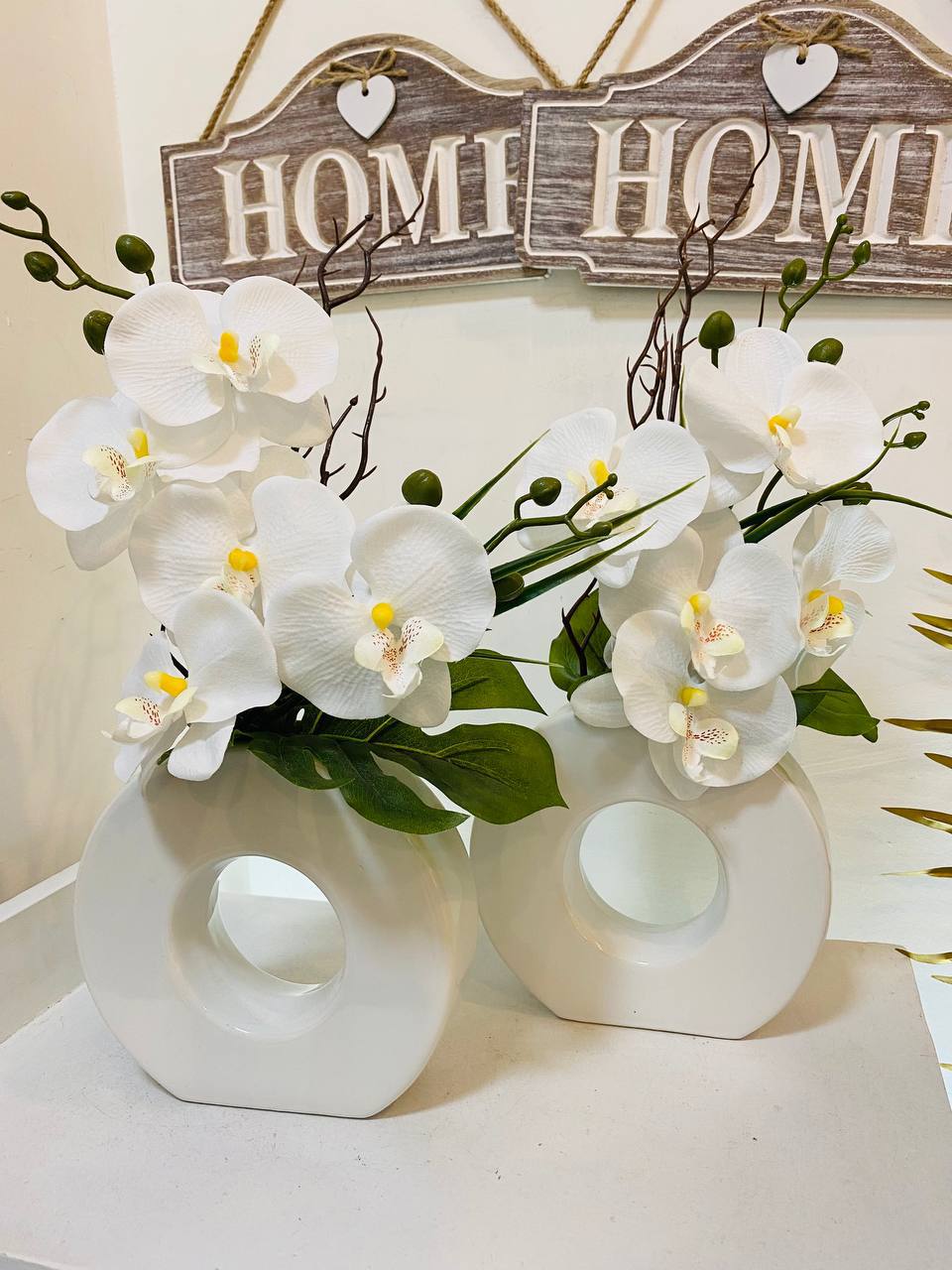 Ceramic Vase And Orchid Flowers