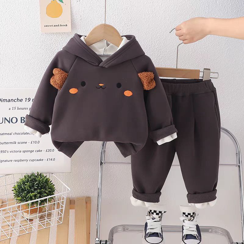 Unisex Thick Velvet Hooded and Pant Set