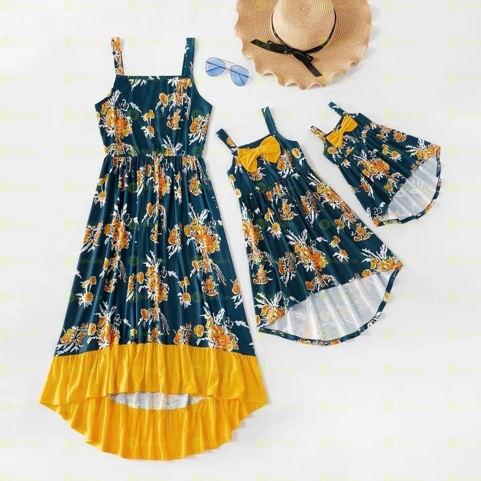 Floral Print Sling Midi Dresses