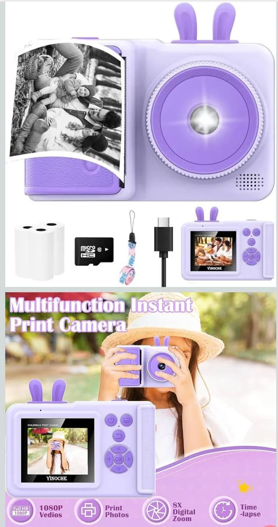 YINOCHE Kids Camera Instant Print Camera