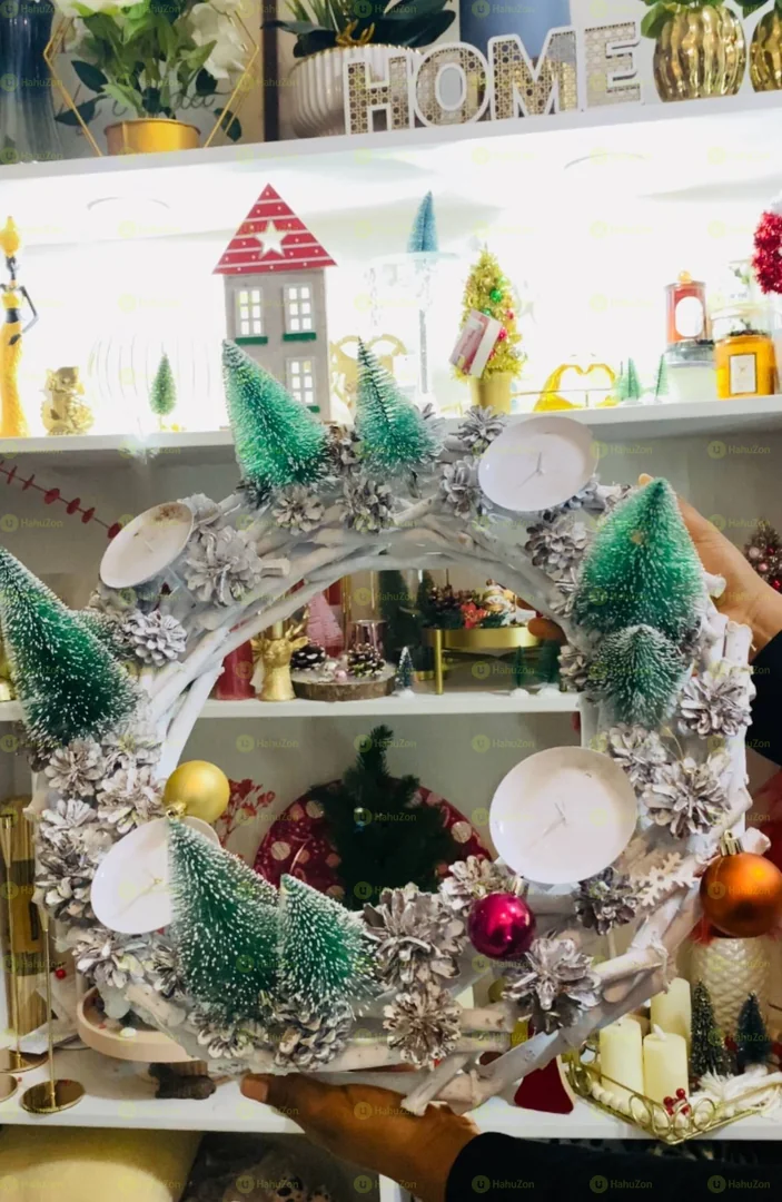 Big Christmas Decoration Wood Land With Candle Holder