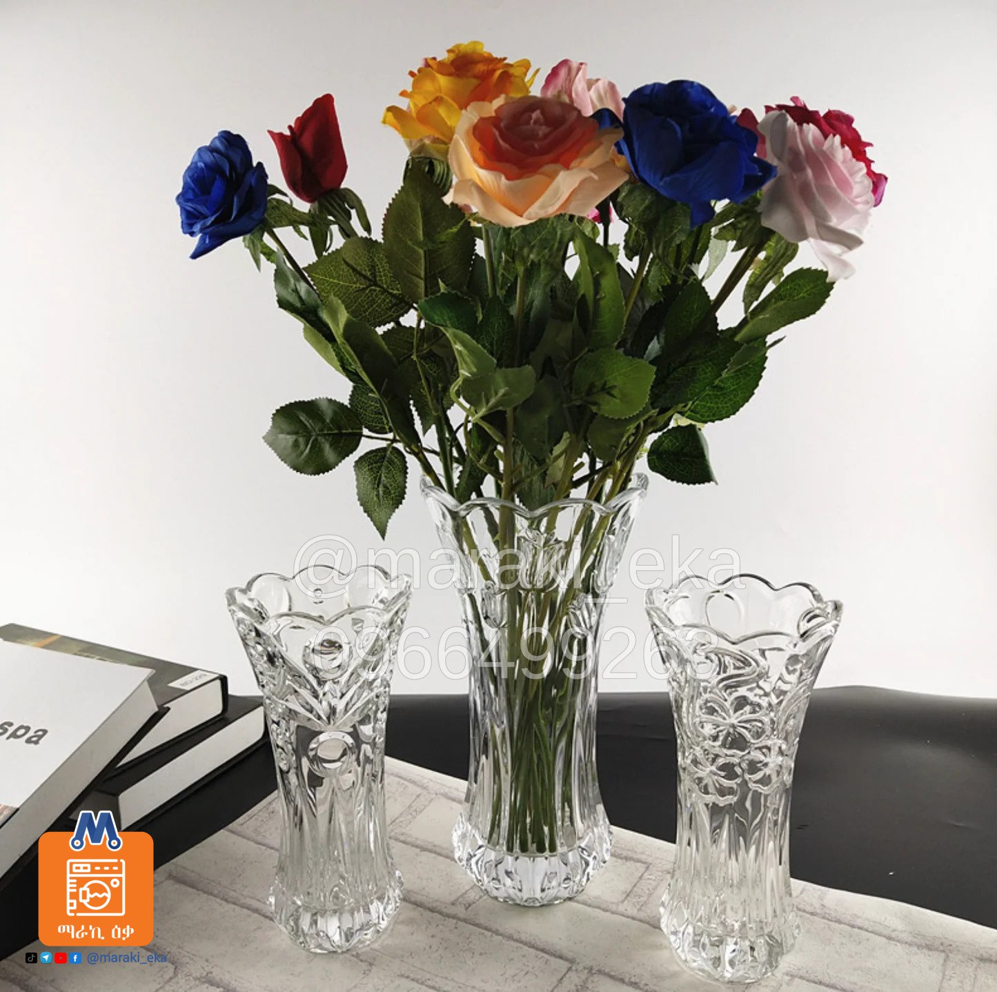 3 በ 1 የሆነ የብርጭቆ የአበባ ማስቀመጫ ቫዝ