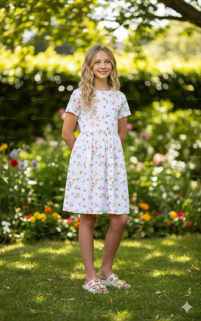 R&B Printed Short Sleeve Fit And Flare Dress