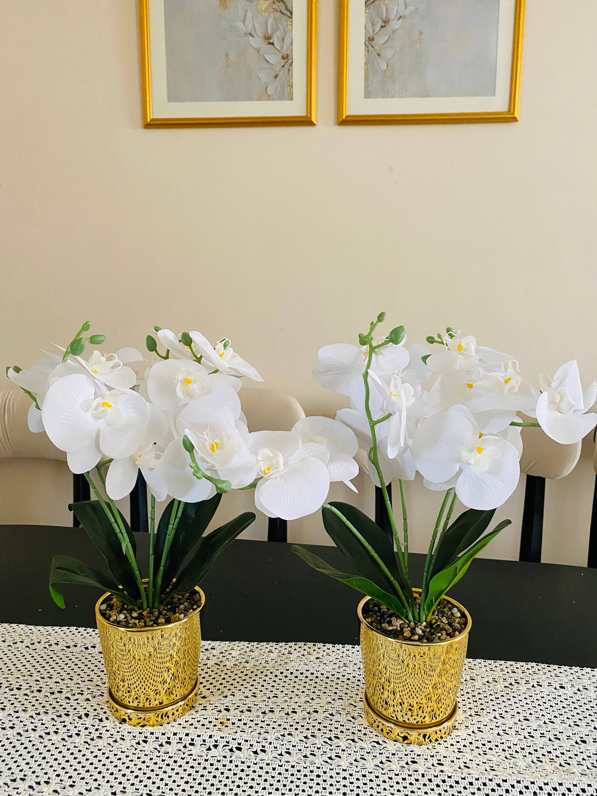 Ceramic Golden Vase and Flower