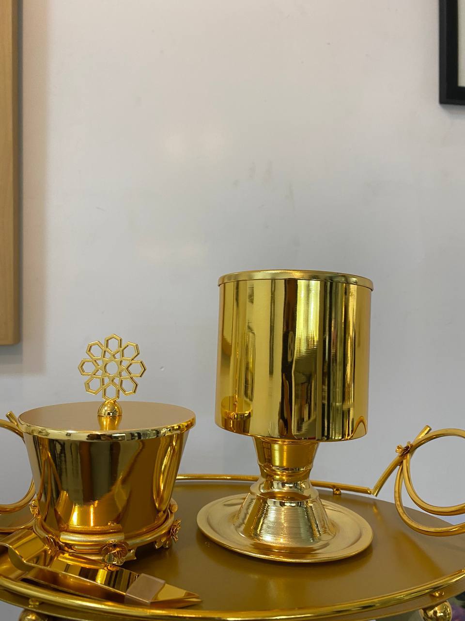 Golden Table Top Incense Holders With Steel and Tray